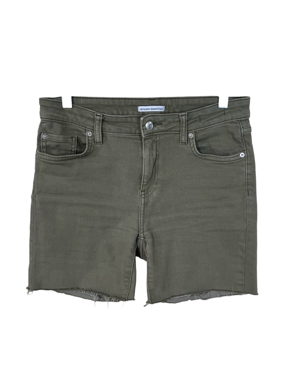Olive Green Mid Rise Cut Off Raw Hem Stretch Jean Shorts Size 8 / 30”